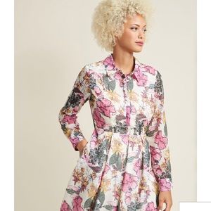 Floral A-Line Shirt Dress with Pockets